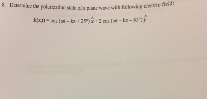 Solved Determine the polarization state of a plane wave with | Chegg.com