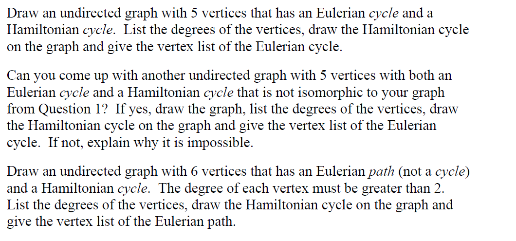 Solved Draw an undirected graph with 5 vertices that has an | Chegg.com