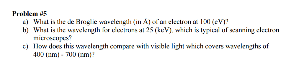 Solved What is the de Broglie wavelength (in A) of an | Chegg.com