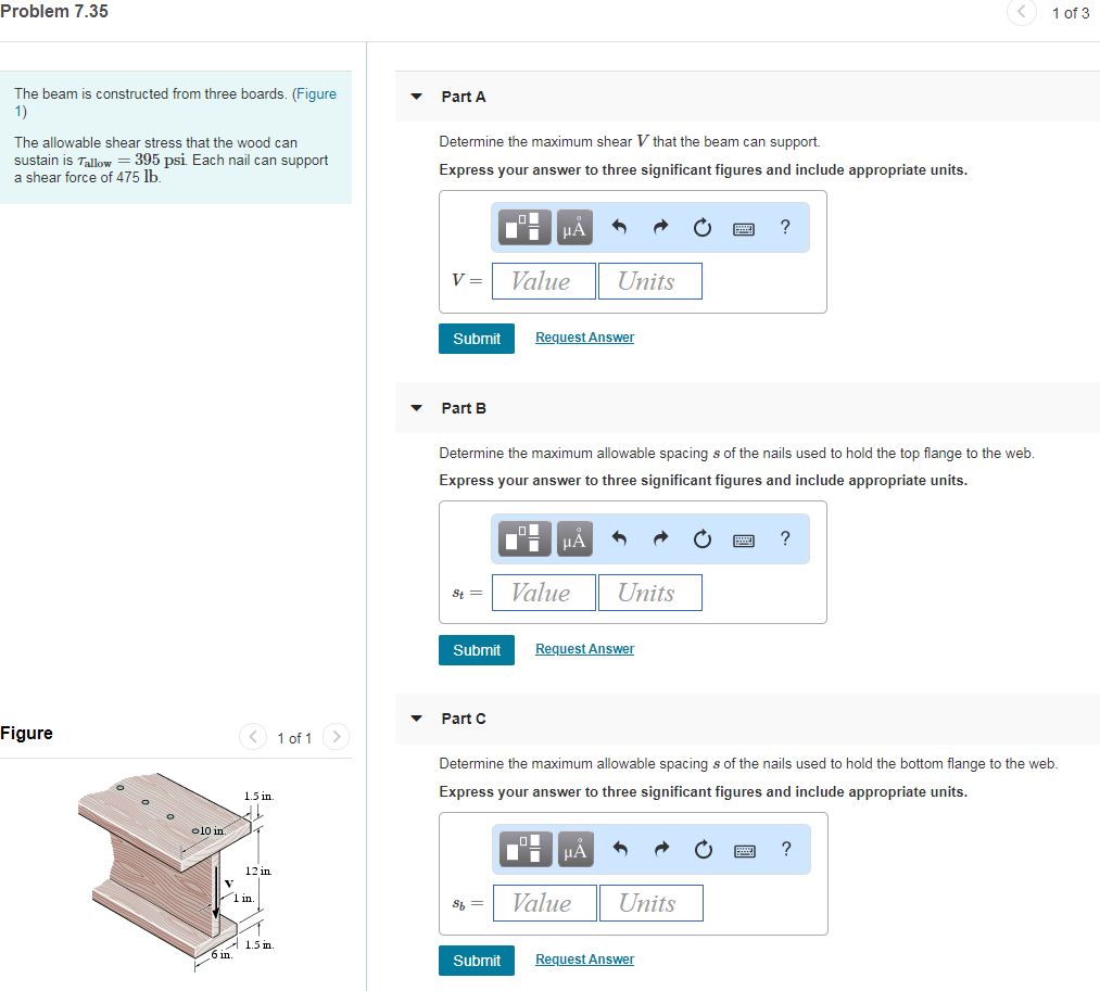 Solved Problem 7 35 1 Of 3 The Beam Is Constructed From Chegg Solved Problem 7 35 1 Of 3 The Beam Is Constructed From Chegg