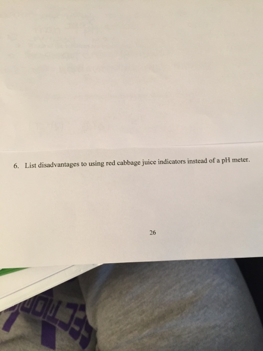 Solved List disadvantages to using red cabbage juice