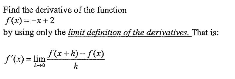 Solved Find the derivative of the function f(x) = -x + 2 | Chegg.com