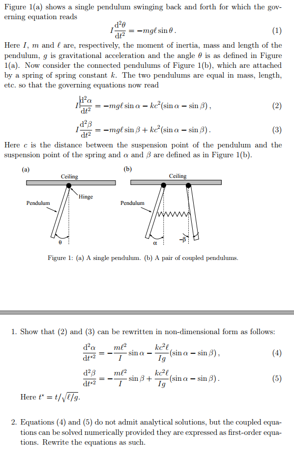 Solved Figure 1(a) shows a single pendulum swinging back and