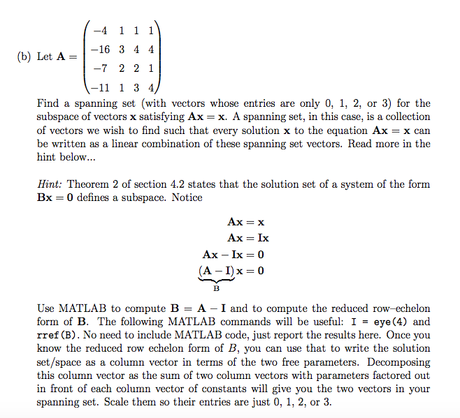 Solved A. (5 points) A Special Subspace Suppose that A is an | Chegg.com
