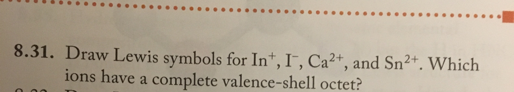 Solved Draw Lewis symbols for In^+, I^-, Ca^2+, and Sn^2+. | Chegg.com