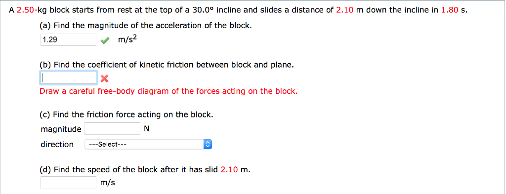 Solved A 2.50-kg Block Starts From Rest At The Top Of A | Chegg.com