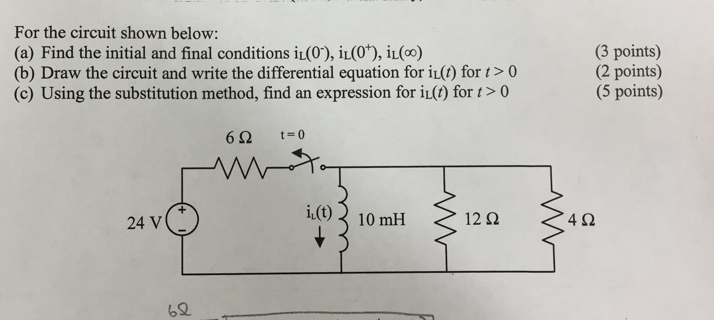 Solved For the circuit shown below: Find the initial and | Chegg.com