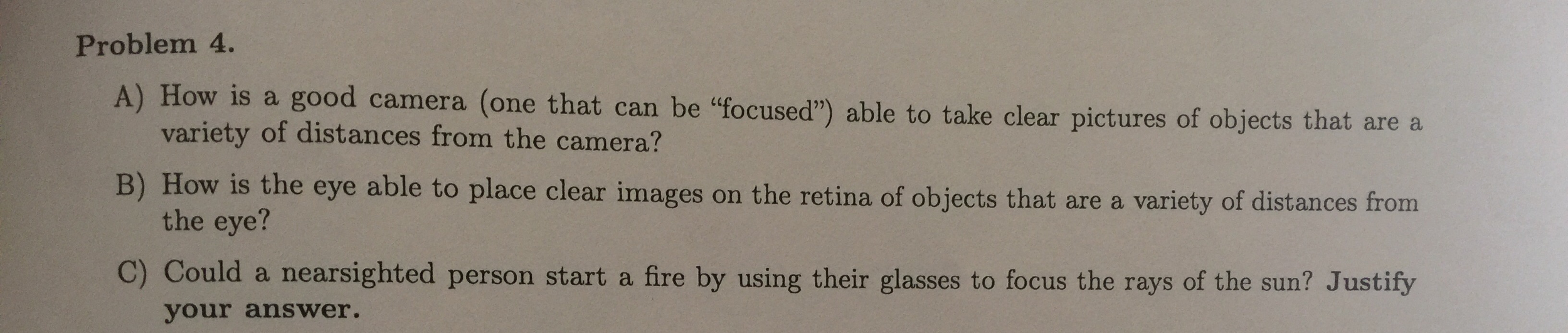 Solved How is a good camera (one that can be "focused") able | Chegg.com