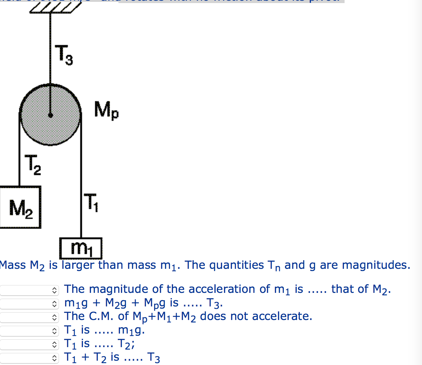 Solved A pulley with mass Mp and a radius Rp is attached to