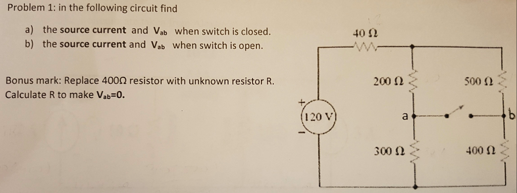 Solved Problem 1: In The Following Circuit Find A) B) The | Chegg.com