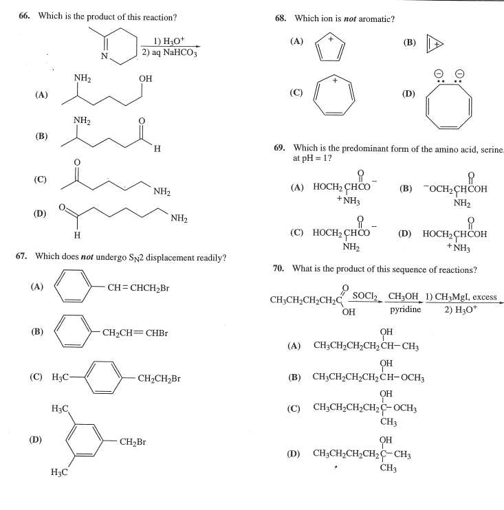 Solved 66. Which is the product of this reaction? 1) H30 2) | Chegg.com