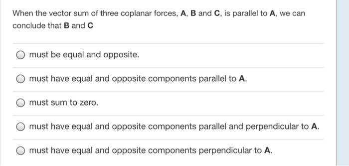 Solved When The Vector Sum Of Three Coplanar Forces, A, B | Chegg.com