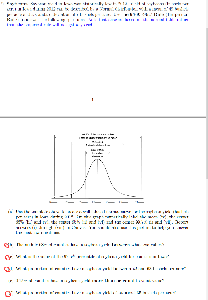 Solved 2. Soybeans. Soybean yield in Iowa was historically | Chegg.com