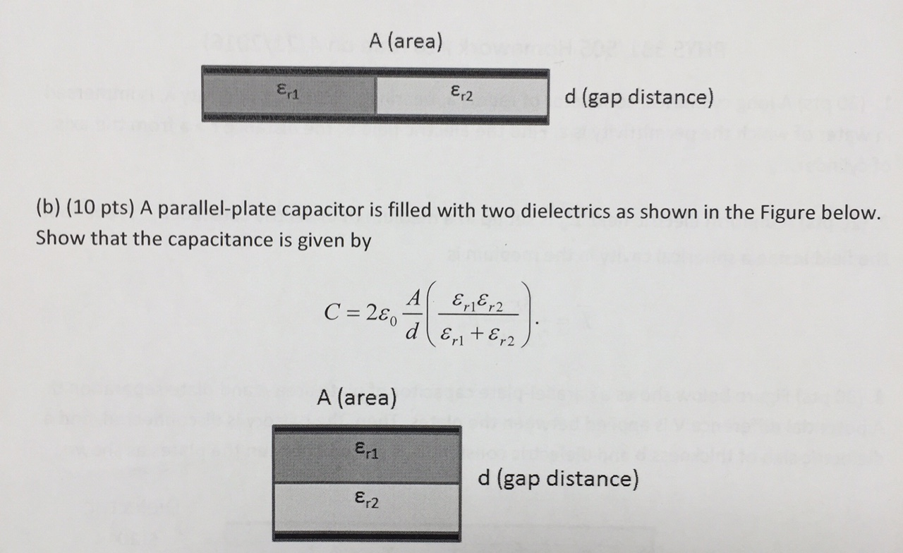 Solved A parallelplate capacitor is filled with two