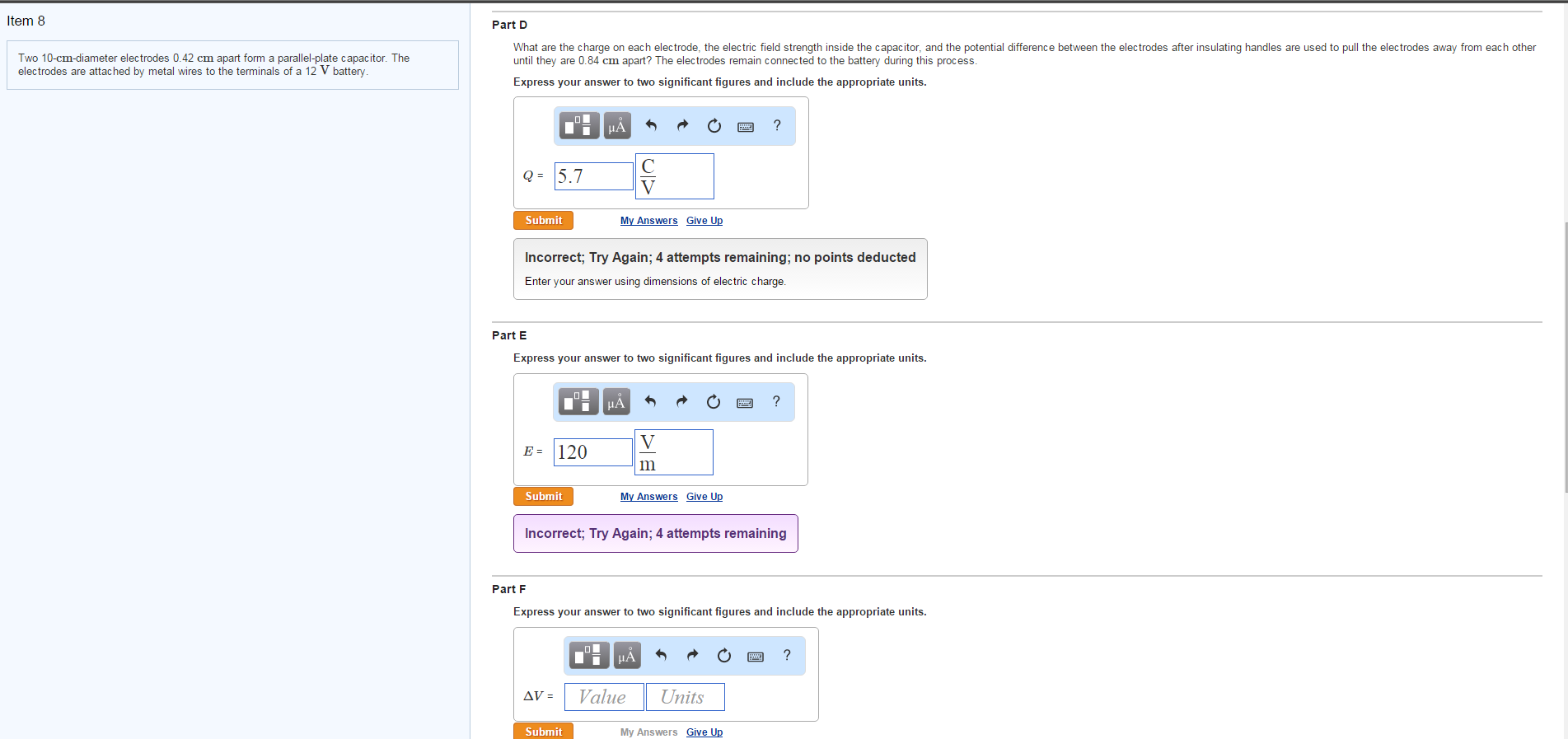 Solved Two 10cmdiameter electrodes 0.42 cm apart form a