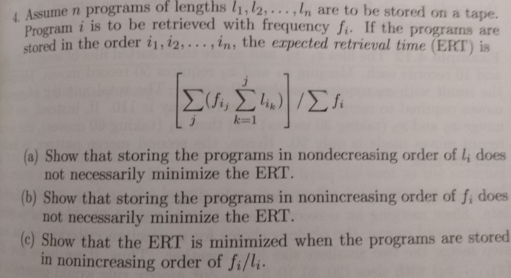 1. Assume n programs of lengths l1,l2,...,ln are to