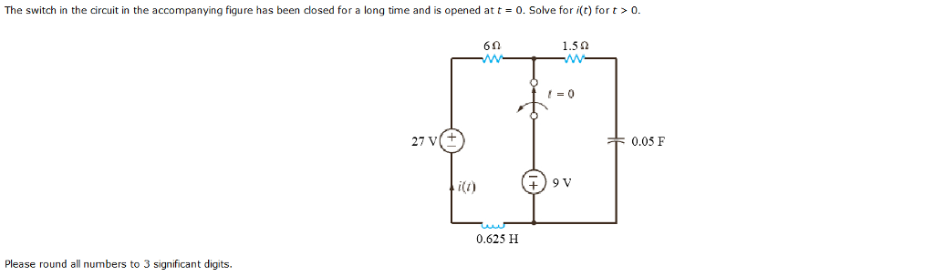 Solved The switch in the circuit in the accompanying figure | Chegg.com