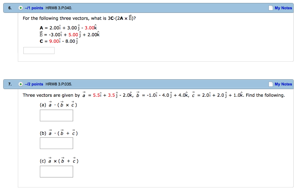 solved-for-the-following-three-vectors-what-is-3c-middot-2a-chegg