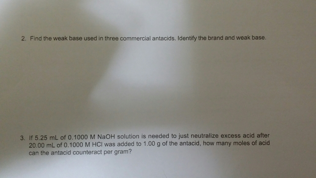 Solved Find the weak base used in three commercial antacids.
