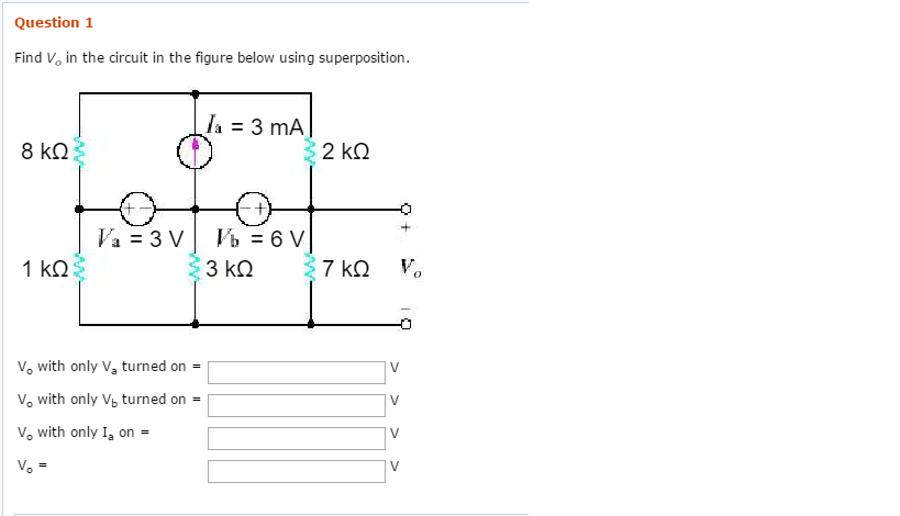 Solved Question 1 Find Vo In The Circuit In The Figure Below