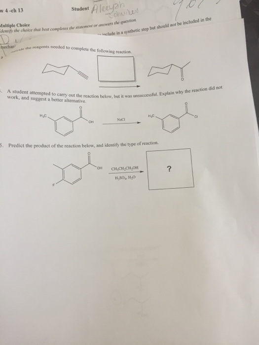 Solved Provide the reagents needed to complete the following