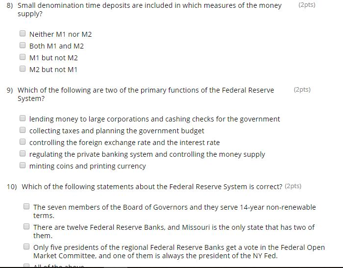 Solved 8) Small denomination time deposits are included in