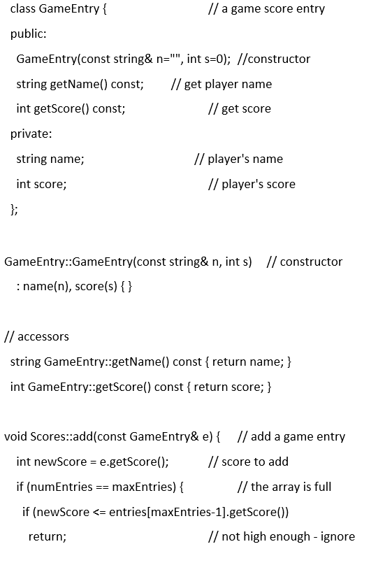 Solved Given the following code for storing Game entries in | Chegg.com