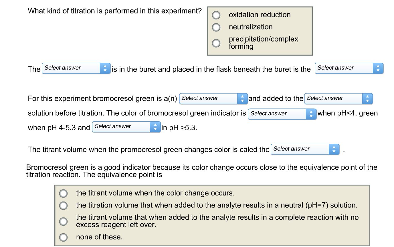 Solved What kind of titration is performed in this