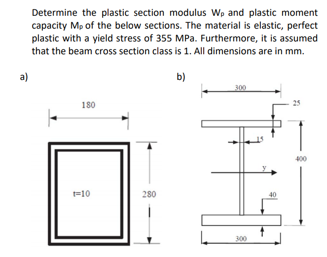 Solved Determine the plastic section modulus Wp and plastic | Chegg.com