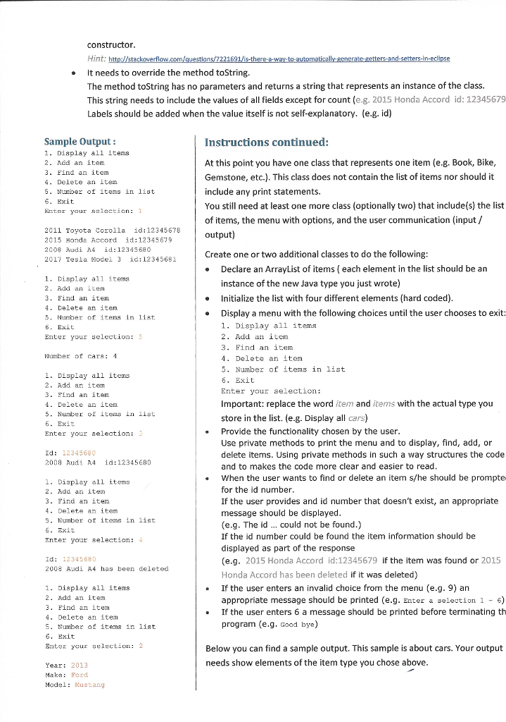 Solved What is the code in Java? Use a car as an object. | Chegg.com