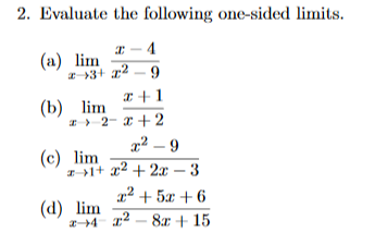 Solved Evaluate the following one-sided limits. (a) lim_x | Chegg.com