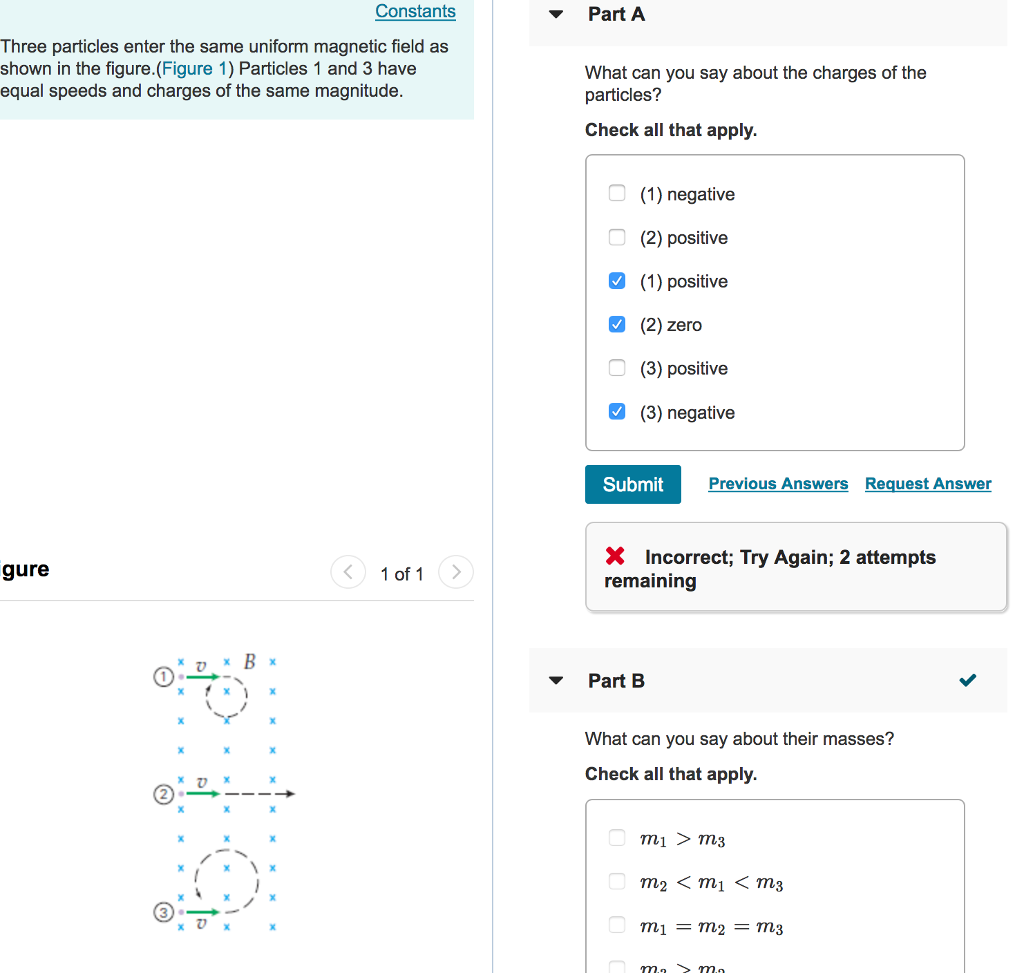 Solved Constants Part A Three particles enter the same | Chegg.com
