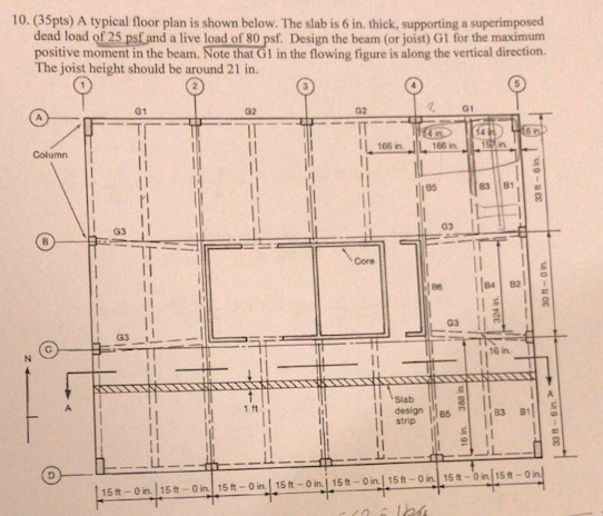 Solved 10. (35pts) A typical floor plan is shown below. The | Chegg.com