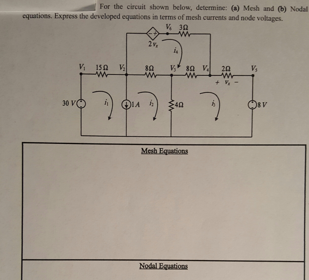 Solved For The Circuit Shown Below, Determine: (a) Mesh And | Chegg.com