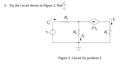 Solved 2. For the circuit shown in Figure 2. find io/is. | Chegg.com