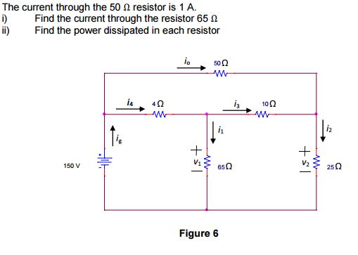 Solved The current through the 50 Ohm resistor is 1 A. Find | Chegg.com