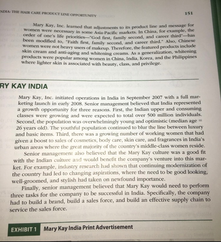 Solved Case Mary Kay India: The Hair Care Product Line | Chegg.Com