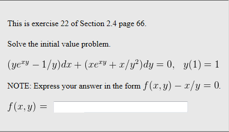 Solved This is exercise 22 of Section 2.4 page 66. Solve the | Chegg.com