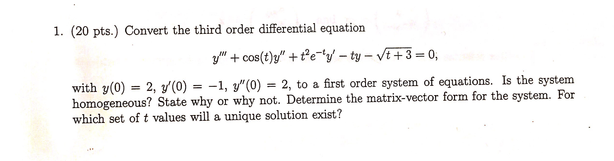 Solved Convert the third order differential equation y
