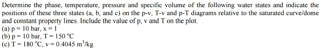 Solved Determine the phase, temperature, pressure and | Chegg.com