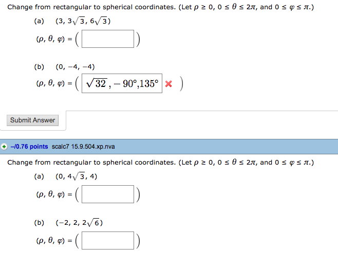 Solved Change from rectangular to spherical coordinates. | Chegg.com