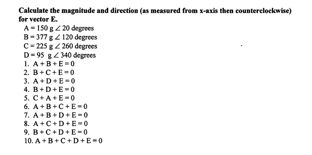 Solved Calculate The Magnitude And Direction (as Measured | Chegg.com