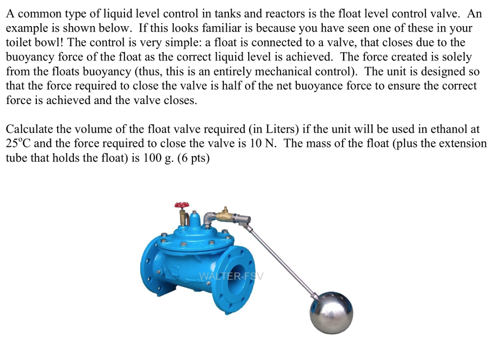 Solved A common type of liquid level control in tanks and