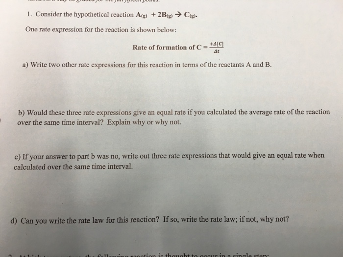 Solved Consider the hypothetical reaction A_(g) + 2B_(g) | Chegg.com