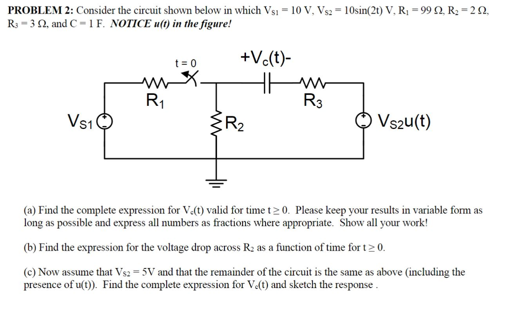 Solved PROBLEM 2: Consider the circuit shown below in which | Chegg.com