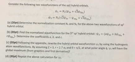 Solved Consider the following two wavefunctions of the sp2 | Chegg.com