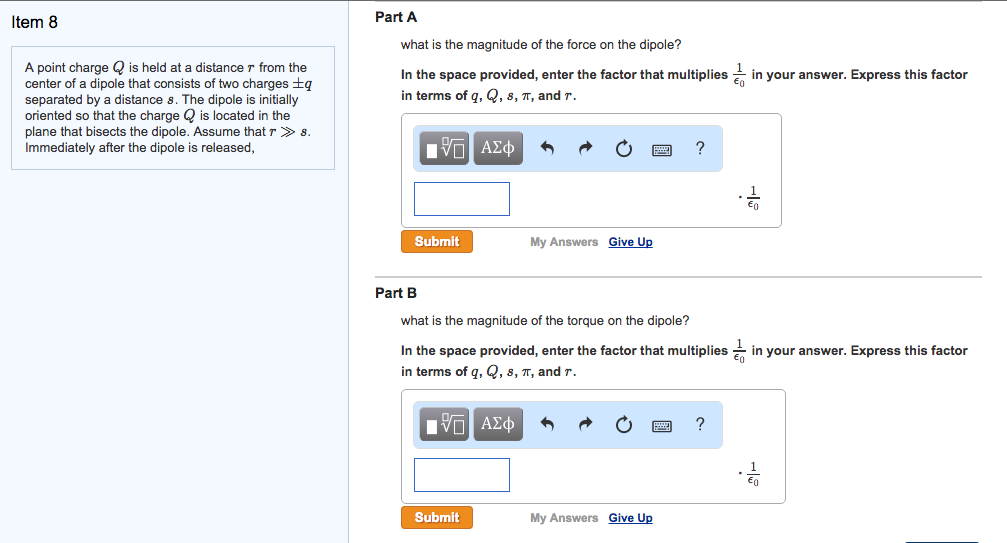 Solved A point charge Q is held at a distance r from the | Chegg.com
