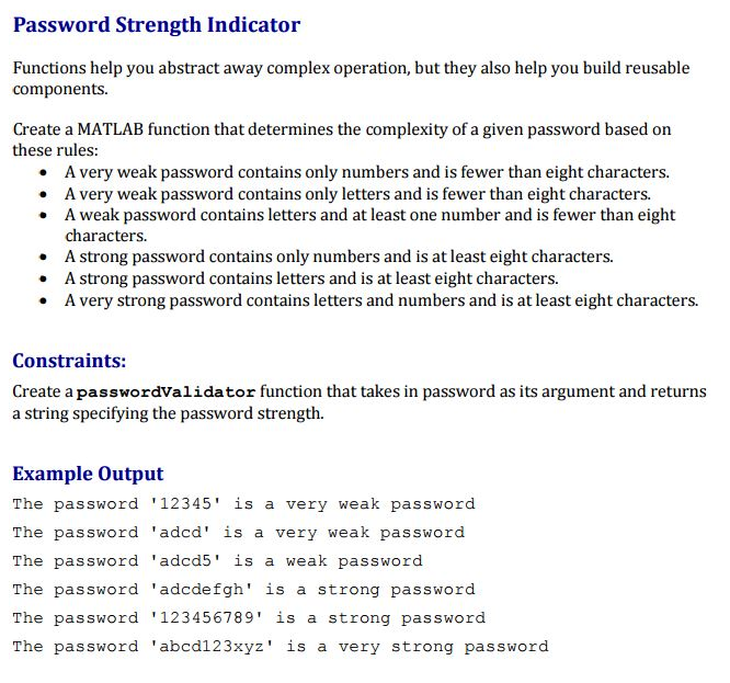 Solved password strength indicator functions help you chegg