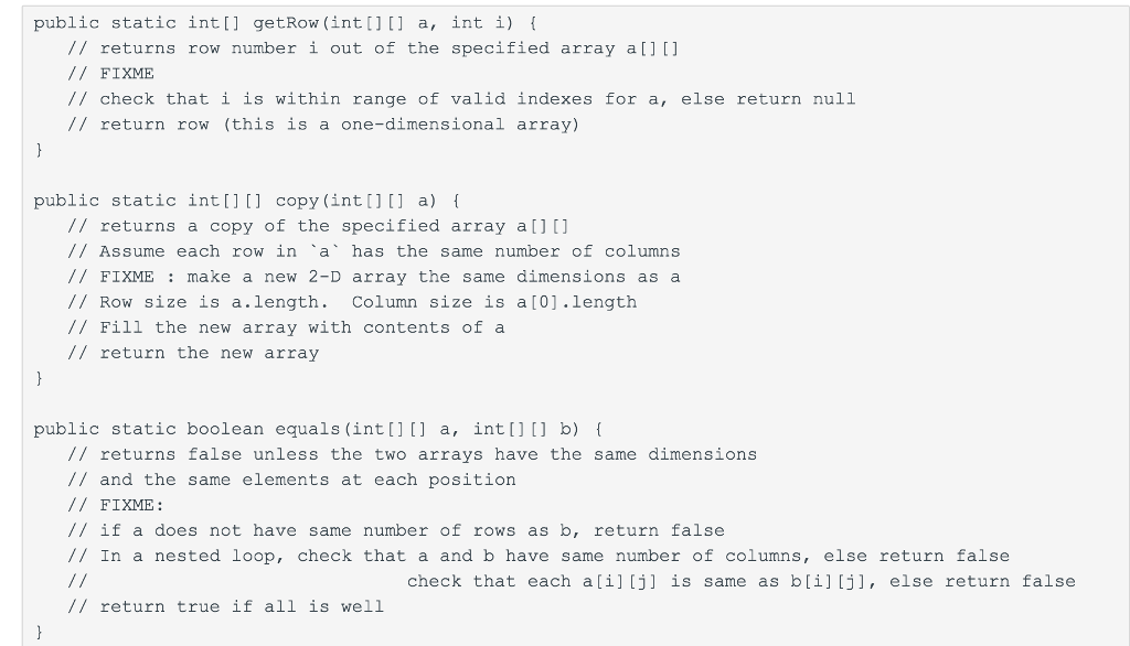 Solved public static int 1 getRow int a int i returns