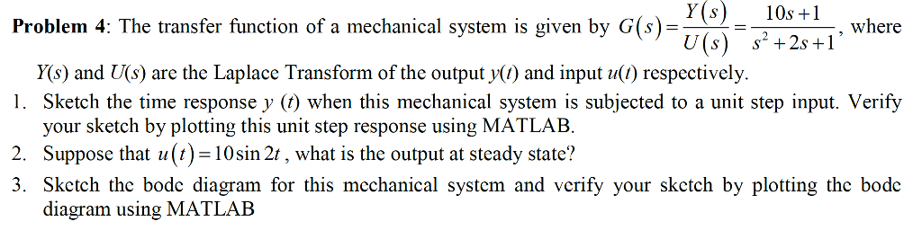 Solved The transfer function of a mechanical system is given | Chegg.com